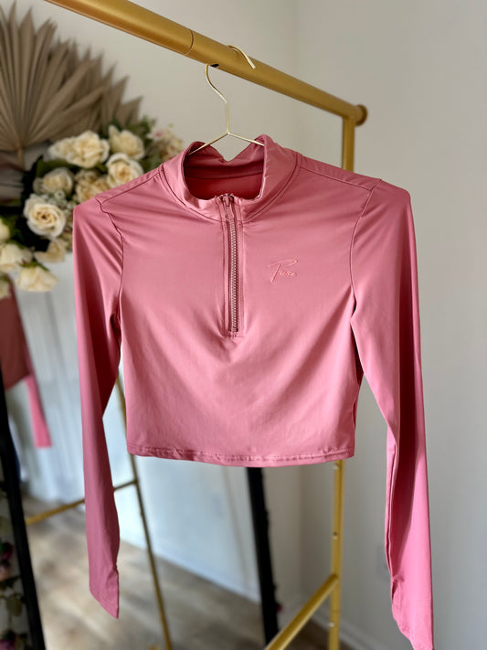 Rose 1/4 Crop Zip top